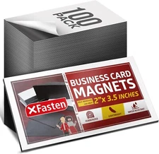 XFasten Self Adhesive Business Card Magnets, Pack of 100, Weatherproof Peel a...