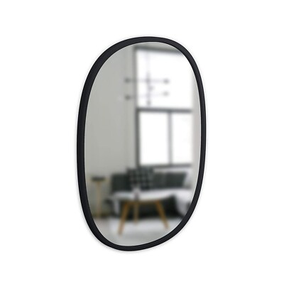 Umbra Hub Oval Wall Mirror with Rubber Frame, Modern Style for Bathroom, Entr...