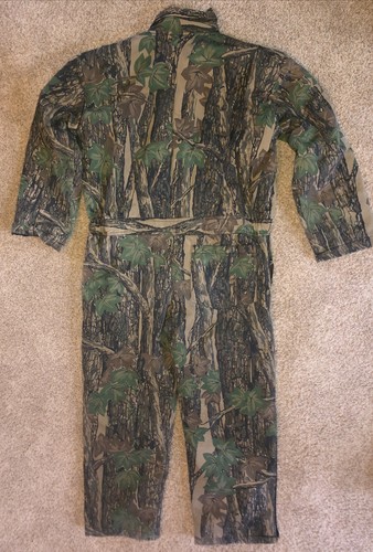 TreBark old school Camo pattern Insulated Hunting Coveralls Men's sz L vintage - Picture 2 of 12