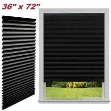 72'' Paper Pleated Shade Window Blind Sun UV Half Blackout Blind Roller Decor