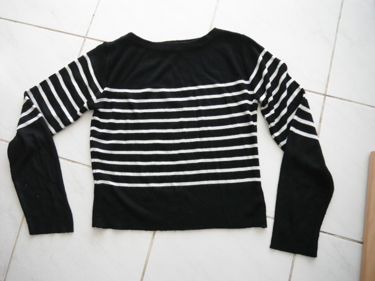 PULL MANCHE LONGUE A RAYURES BLANCHE JENNYFER 38/40