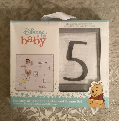 Disney Baby Winnie The Pooh Monthly Milestone Blanket and Frame Set