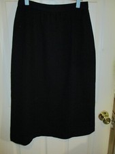 Vintage Womens Classic A Line Black Wool Skirt Lined Zip Below Knee 10 6