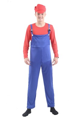 Adult Super Workman Plumber Green Red Blue Outfit Fancy Dress