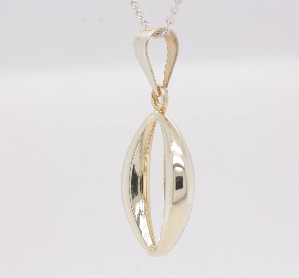 Argento Sterling Massiccio Design Zircone Cubico Ciondolo Finito 18ct Oro Giallo - Immagine 4 di 4