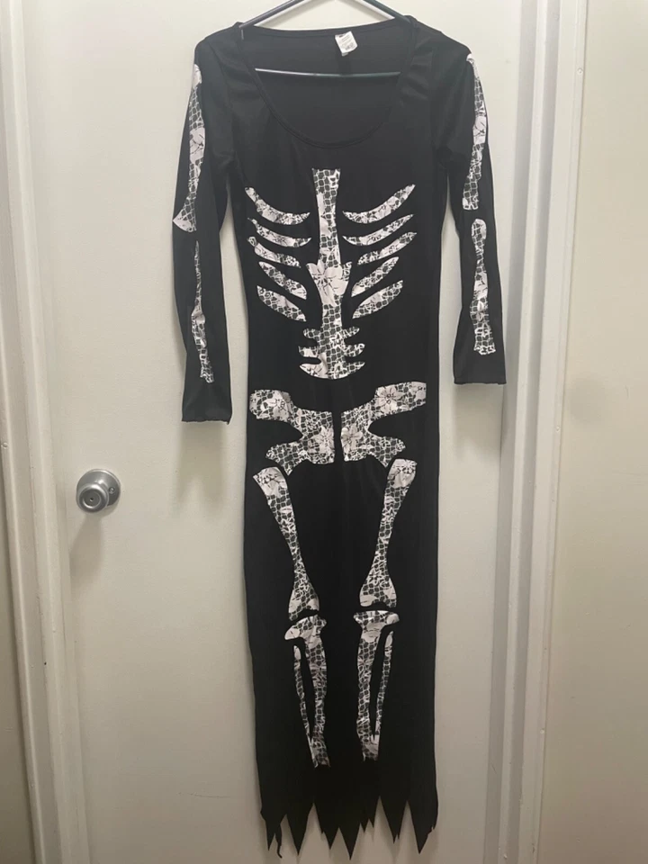 Mujer Adulto Esqueleto Tubo Vestido Disfraz con Calcetines Esqueleto Extra (Pequeño 8/10) Foto 2 de 4