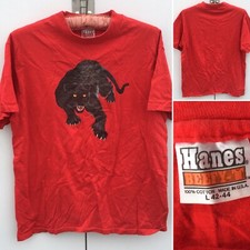 Vintage Black Panther T Shirt iron on graphics Made In USA 80s 1980s Red Size L