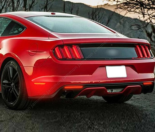 Smoke Lens Red LED Rear Bumper Brake Reflector Lights For 2015-2017 Ford Mustang - Picture 12 of 12