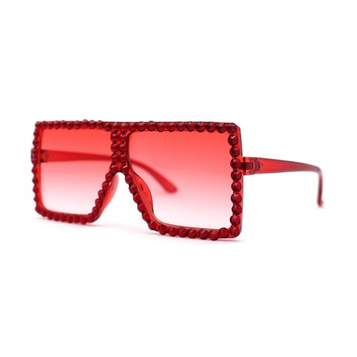 Girls Child Size Large Rhinestone Studded Flat Top Square Mob Sunglasses - Picture 6 of 25