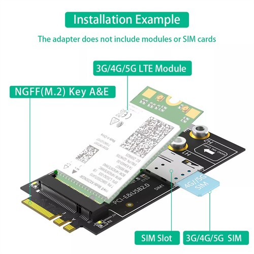 For 3G/4G/5G LTE Module Black M.2 to A+E Adapter With M2 Screw Screw Driver - Photo 5/6
