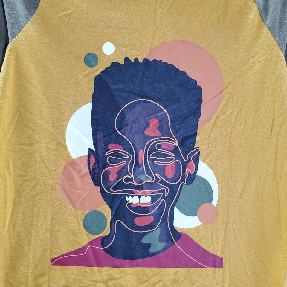 Camiseta negra mes niños gran amarilla raglán arte abstracto pintura nueva con etiquetas Foto 2 de 4