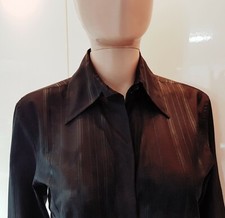Tom Ford Gucci Black Semi Sheer Stripe Blouse with Cufflinks . Sz 38 Unworn