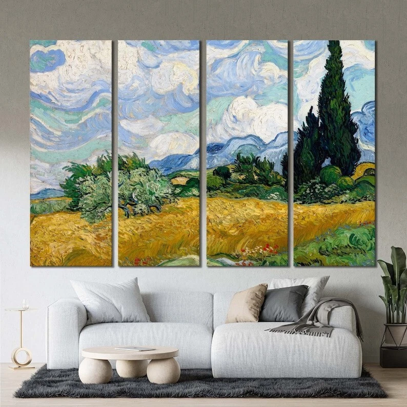 Van Gogh Wheat Field Canvas Wall Art – Ready to Hang Framed Print Decor - Image 3 of 4
