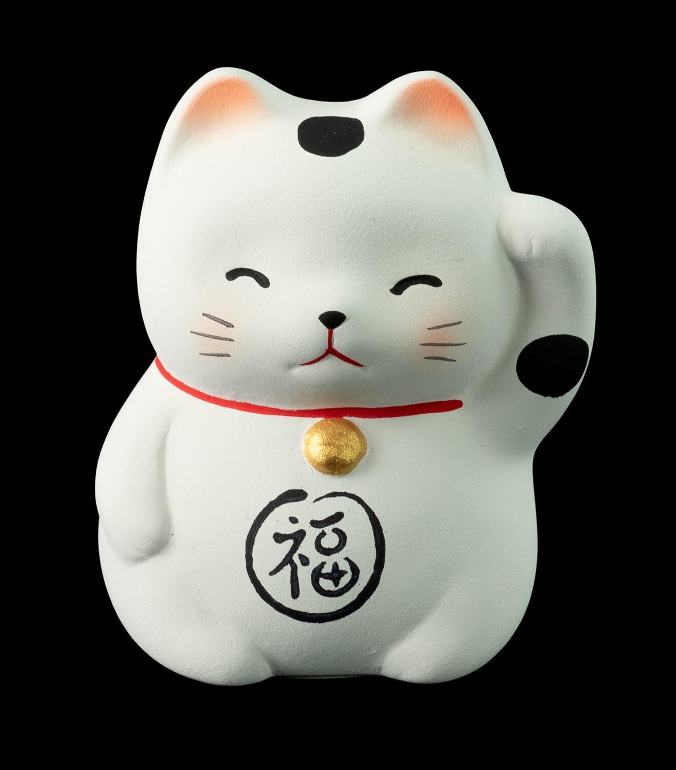 Figura Gato Japonés 5cm - Cerámica - Maneki Neko Piscina Blanco Hecho A Japón