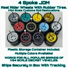 4 SPOKE JDM Real Rider Wheels Rubber Tire For 1/64 Scale Hot Wheel & Other