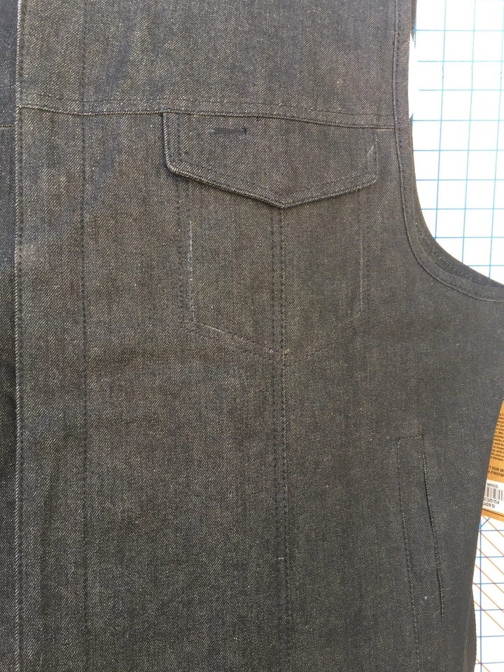 First Mfg Concealed Carry Rough Neck Black Denim Motorcycle Vest - Image 4 of 4