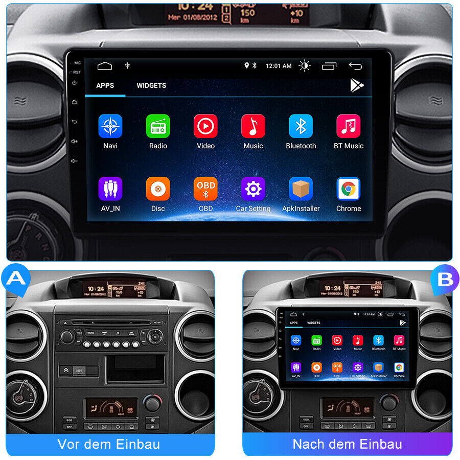 Autoradio per CITROEN BERLINGO B9 [2008 - 2019] - Sistema auto  Intelligente, 2Din 9Pollici, GPS, Navigatore, Wifi