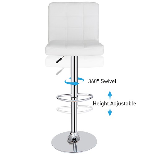 Bar Stools Adjustable Height Dining Swivel Pub Counter Chair White Set of 2 - 第 2/12 張圖片