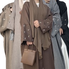 Women Muslim Maxi Dress Kaftan Long Robes Vintage Open Cardigan Islamic Dresses