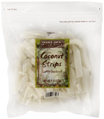 Trader Joe's 6 oz. COCONUT STRIPS Lightly Sweetened Dried Fruit ** BB 7/2026 **