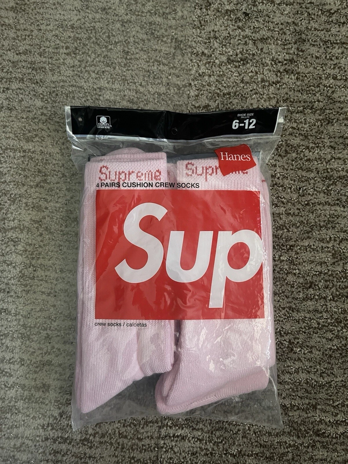 Lot de 4 chaussettes d'équipage rose Supreme / Hanes taille 6 12