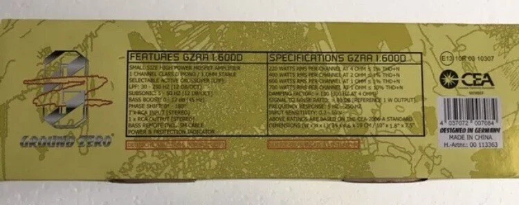Ground Zero GZRA 1.600D 1 Kanal Class-D Verstärker Endstufe 700W | NEU & OVP - Bild 4 von 4