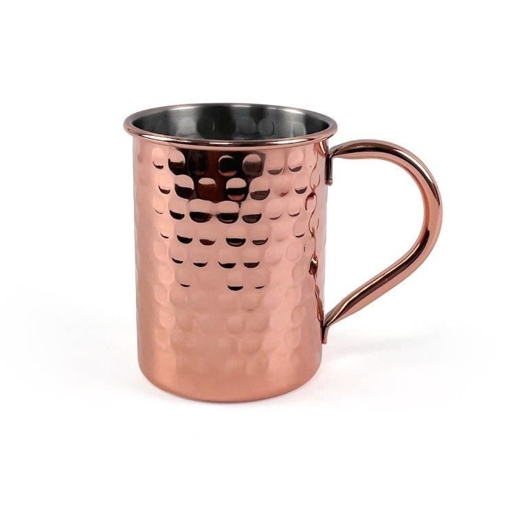 Copper Plated Hammered 400ml Cocktail Mug Glass Tumbler Mixology Bar Restaurant