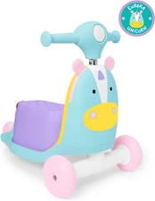 3-in-1 Baby Activity Push Walker to Toddler Scooter, Zoo Unicorn Design, Plastic