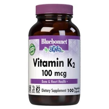 Bluebonnet Vitamin K2 100 Mcg 100 Vegetable Capsules, Heart Health