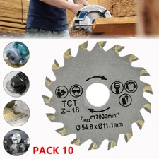 10Pcs TCT Circular Saw Blades Disc 54.8*11.1mm 18 Teeth Wood Cement PVC Cutting