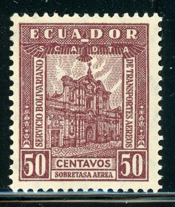 ECUADOR MH SCADTA Air Post: Scott #C16 50c Jesuit Church 1929 CV$4+
