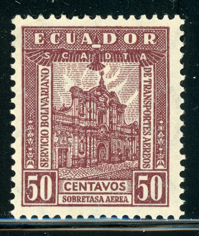ECUADOR MH SCADTA Air Post: Scott #C16 50c Jesuit Church 1929 CV$4+