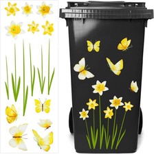 Flower Wheelie Bin Stickers Decorative Covers Dustbin Flower... 
