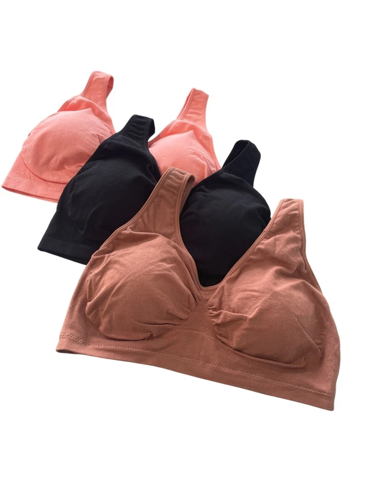 Sujetador Rhonda Shear 3 Pk Original Mezcla de Algodón Ahh Talla 2X Negro Melocotón Marrón 651.19 Foto 2 de 4