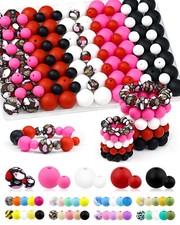 100PCS Silicone Beads 9mm  15mm 5Color Mix Red Pink Black for Keychain DIY