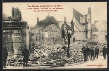 Old postcard Raon-l'Étape, bombed by the Germans, a corner of Place Jules Ferry 
