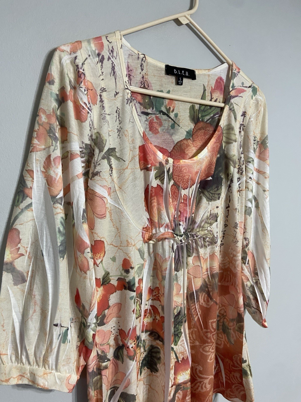 Multicolor Studded Floral Polyester Top for Women - Size Small