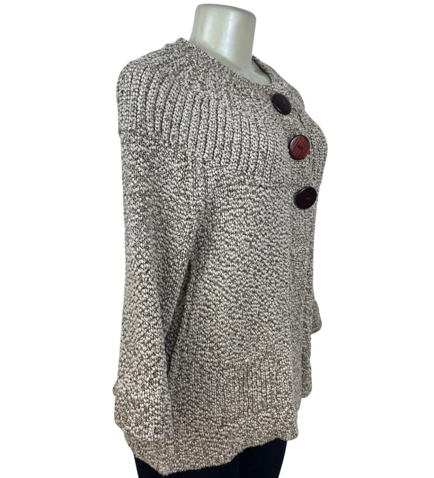 One Girl Who Womens Beige Button Cardigan Sweater Cozy Knit Size M - Image 2 of 4