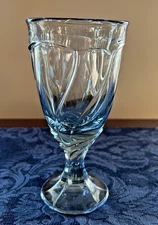 Noritake Sweet Swirl Light Blue Footed Water Iced Tea Goblet 10 Oz. 7-3/8" Tall