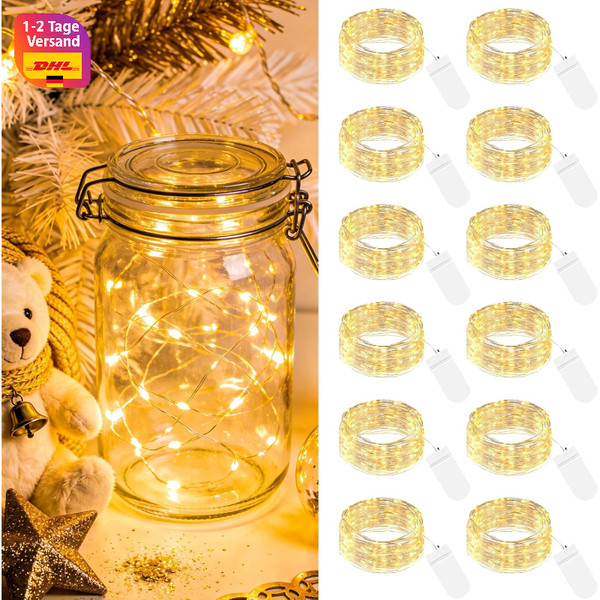 Led Lichterkette 2M 20LED Batteriebetrieben Silberdraht Wasserdicht Deko-image