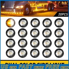 LED Light Color Dual Truck Trailer Marker Lights Clear / Amber-Green 3/4" 20PCS