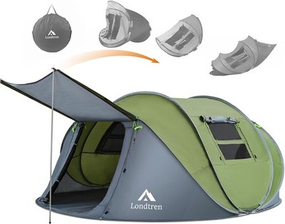 4 Person Easy Pop Up Tent Waterproof Automatic Setup 2 Doors-Instant Family