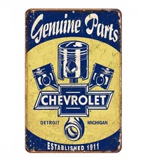 Chevrolet Chevy Parts Sign Aluminum Metal 8"x12" Garage Man Cave Rustic Retro