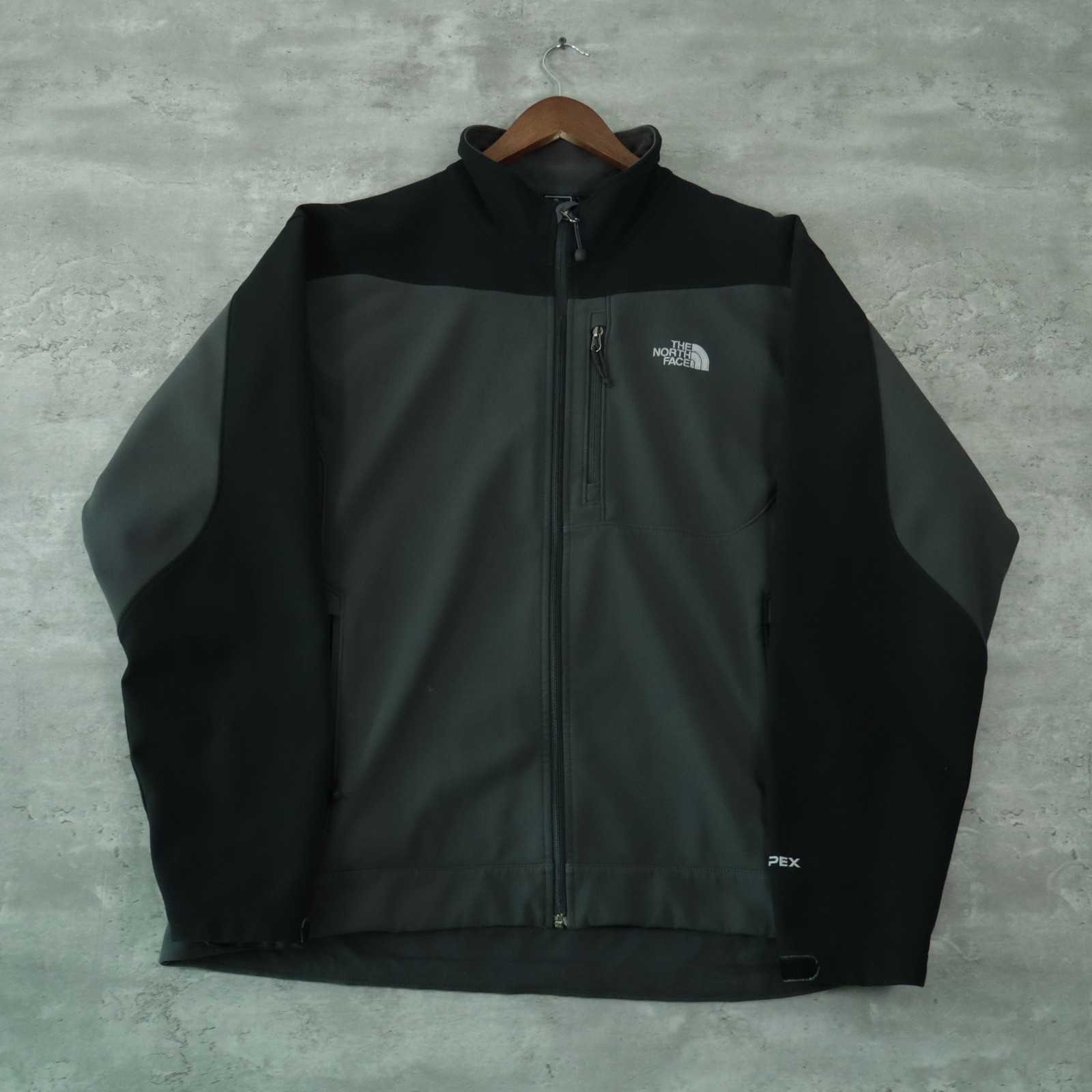 The North Face Apex Bionic Softshell Jacket XL Grey Black Full Zip Hiking Coat