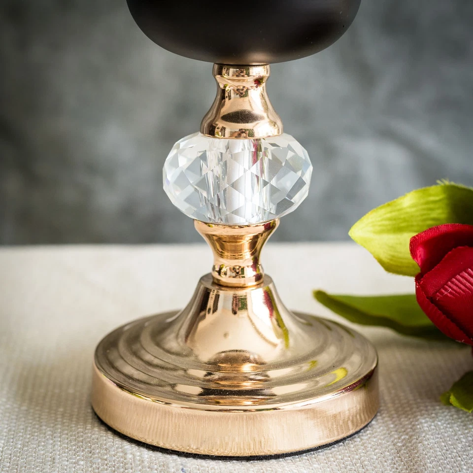 6 candelabros metálicos dorados y negros de 7" 11" de alto con detalles de cristal Foto 3 de 4