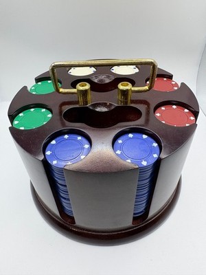 Poker Chip Holz Karussell Halter Spinning Rack Ständer Kunststoff Chips Aufbewahrung