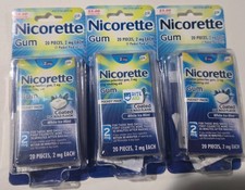 3X Nicorette Gum Stop Smoking Aid 2 mg 20 Pieces White Ice Mint Exp 2026/03