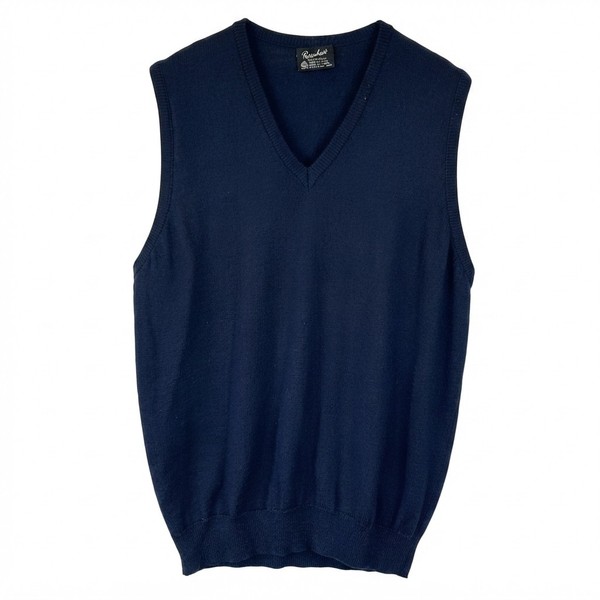 Vintage Resaknit V-Neck Sweater Vest sz 24 Pure  Wool Navy Blue Preppy Heritage