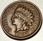 ■ 1897 INDIAN PENNY ONE CENT ☐ VF/XF Full Liberty, Faint Diamonds