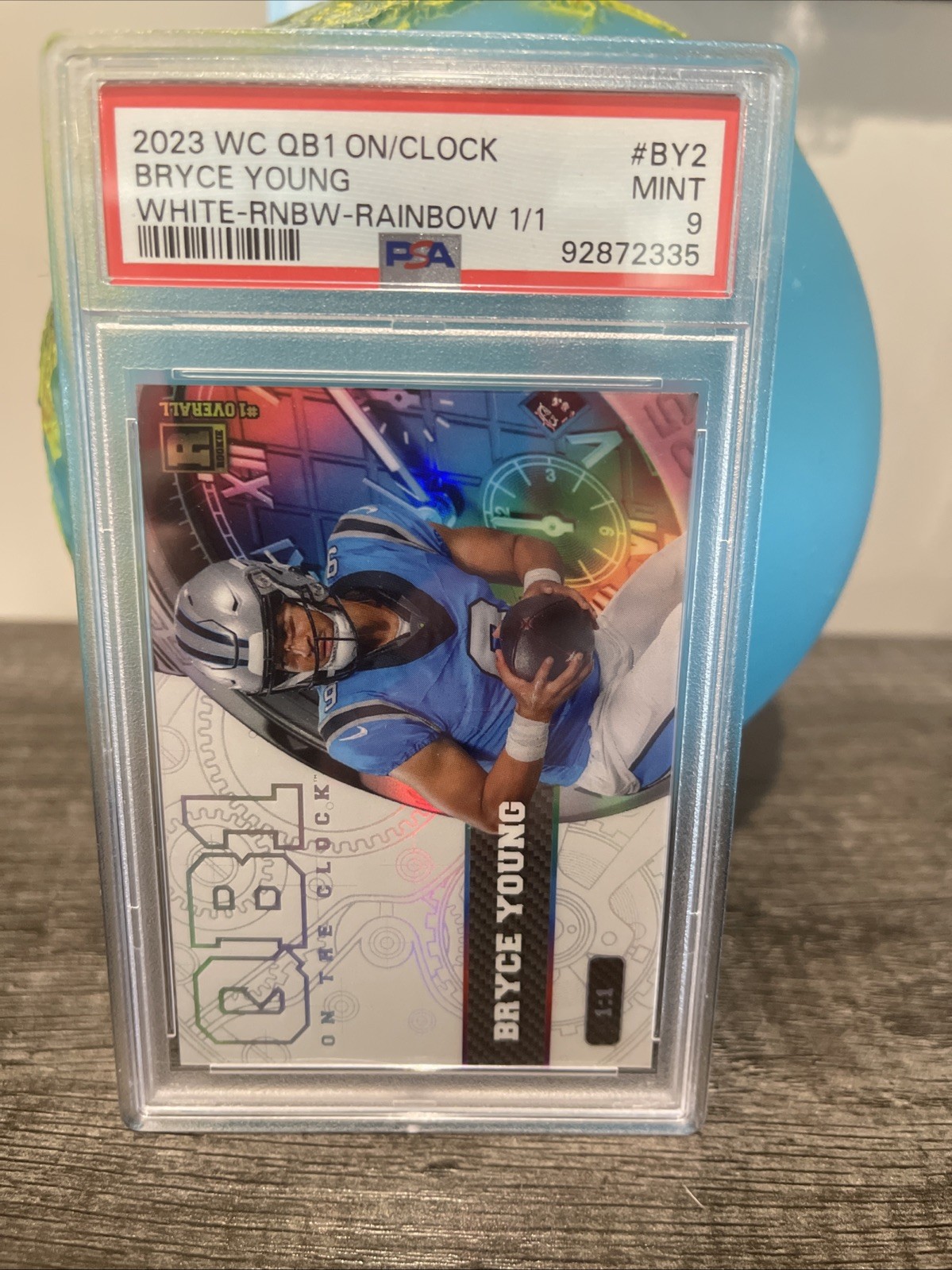 Bryce Young Wild Card QB1 on the Clock #BY2 White-Rainbow Foil-Rainbow 1/1